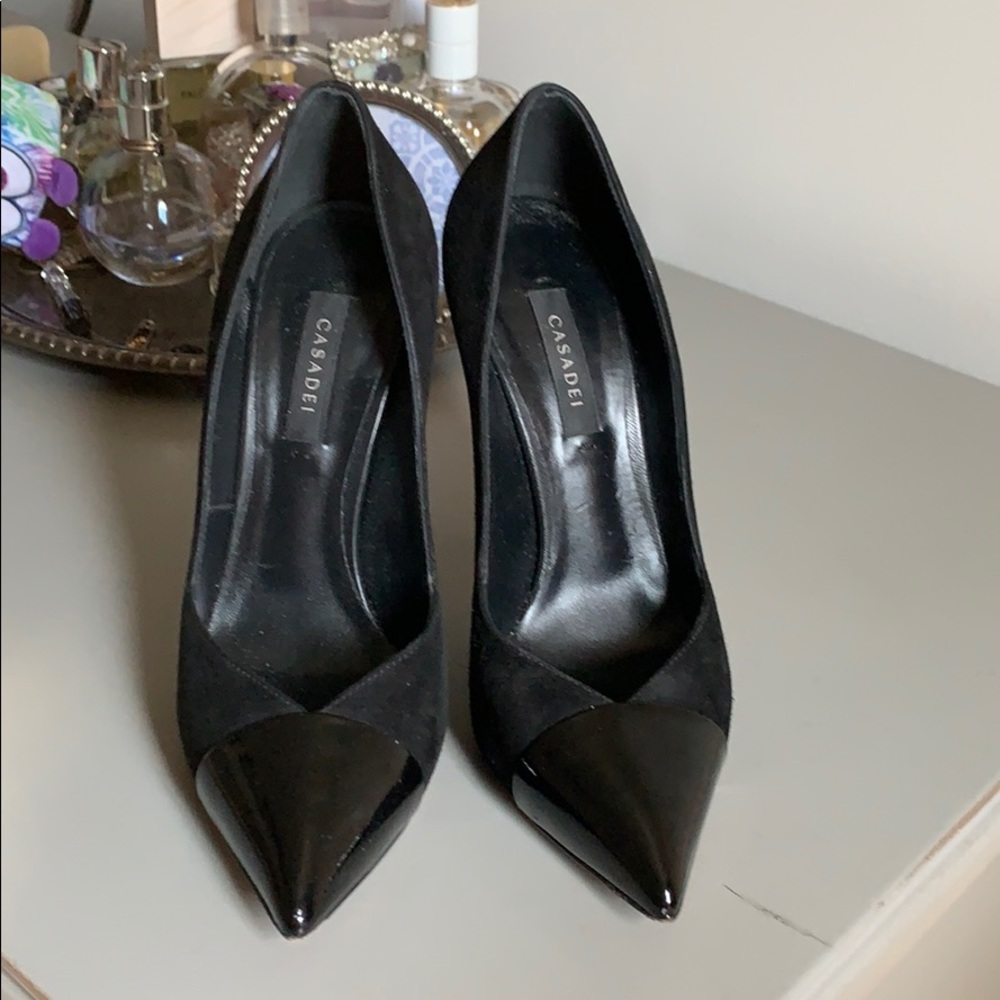 Casadei black suede Blade Pumps